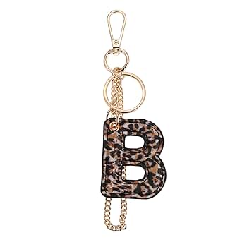 ◆EMIS◆ LOGO LEOPARD KEY RING m1037_1480621 Winssigma Leopard Letter Keychain for Women, PU leather
